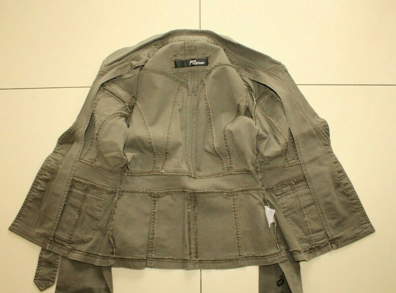 Vintage Khaki Cotton Blend JANE NORMAN Button Belted Fitted Jacket Blazer Size 10 38