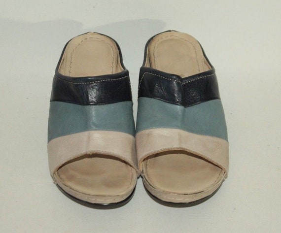 Vintage Colorful Leather Pavers Comfort Slip On Mid Heel Etsy