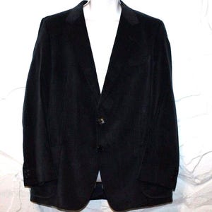 Vintage Dark Blue Striped Velvet GUTCO Button Hip Length Jacket Blazer Chest Size 43&quot;