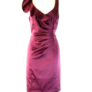 Vintage Purple Satin PETITE COLLECTION Zip Peplum Sleeveless Party Dress Size 14 / 42