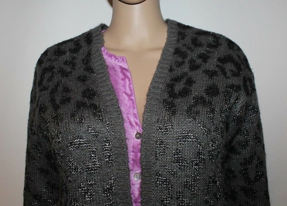 Vintage Black Grey Knitted H M Long Sleeve Shrugs Casual Jumper Sweater Cardigan Size M