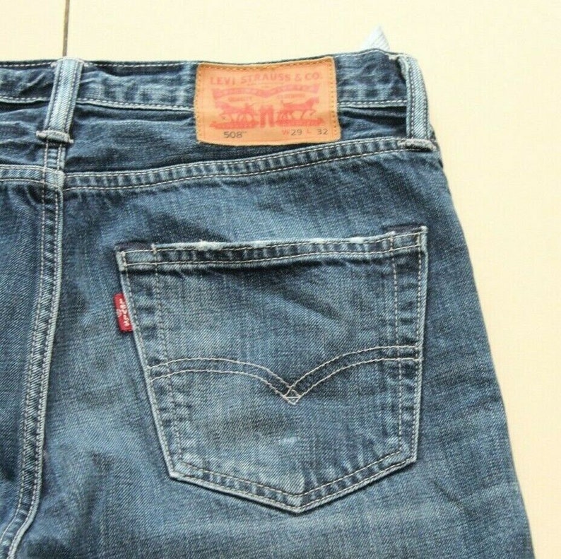 Vintage Men/'s Blue Denim Levi/'s 508 Zip Slim Straight Western Casual Jeans Size 29 L 32