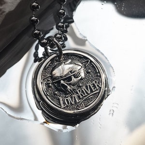 Love river skull coin necklace  silver necklace men's necklace women's necklace skull necklace coin necklace tattoo necklace