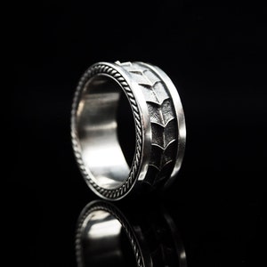 The dragon spine silver ring men&#39;s ring women&#39;s ring dragon ring Viking ring unique ring
