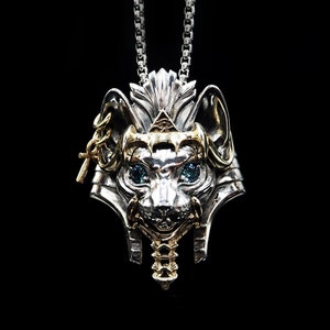 Sphinx cat silver pendant men&#39;s pendant women&#39;s pendant Sphinx cat necklace egypt necklace animal pendant cat necklace