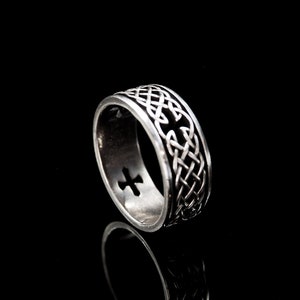 Celtic amulet sterling silver ring silver jewelry men&#39;s ring gothic ring cross ring