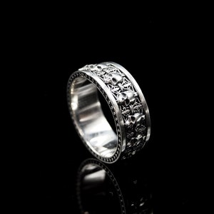 Skull cross silver ring silver jewelry men&#39;s ring women&#39;s gothic ring skull ring cross ring unique ring
