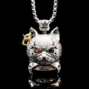 Joker cat pendant silver pendant mens pendant poker pendant women&#39;s pendant gothic pendant joker necklace