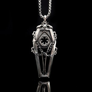 Gothic bat coffin Pendant silver pendant silver jewelry gothic necklace bat necklace coffin necklace men&#39;s necklace women&#39;s necklace