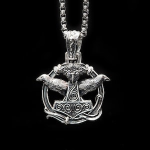 The norse mythology Pendant sterling silver pendant silver jewelry mens pendant viking pendant crow pendant