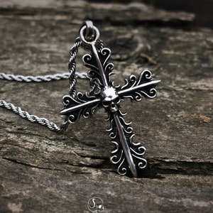 Gothic skull cross Pendant sterling silver pendant silver jewelry skull pendant cross pendant gothic pendant