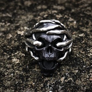 Thorns skull sterling silver ring silver jewelry men&#39;s gothic ring skull ring