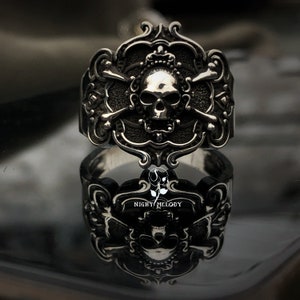 Gothic skull sterling silver ring silver jewelry women&#39;s ring gothic ring skull ring