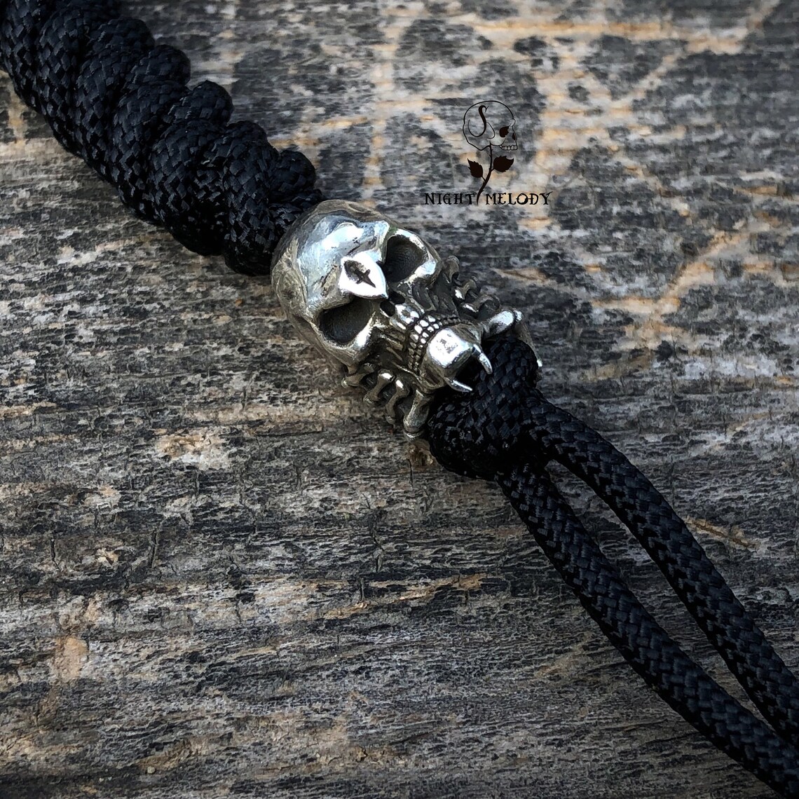 Spider Skull Head Lanyard Bead Knife Bead Paracord Bead Edc Etsy