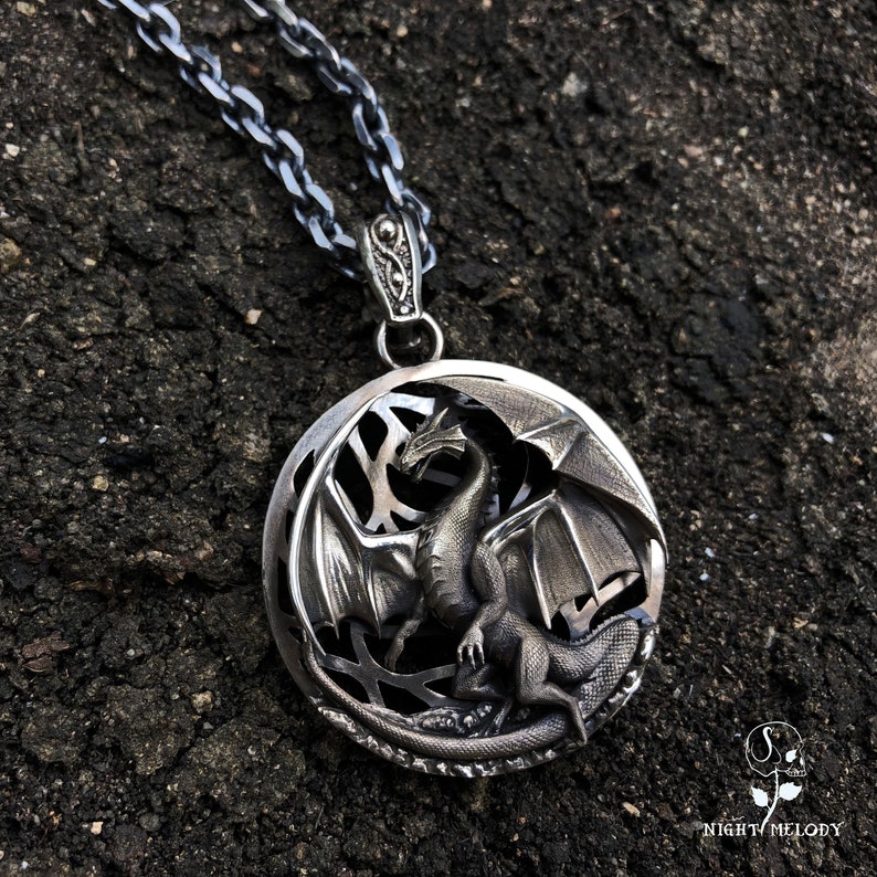 Dragon Pendant sterling silver pendant silver jewelry mens | Etsy