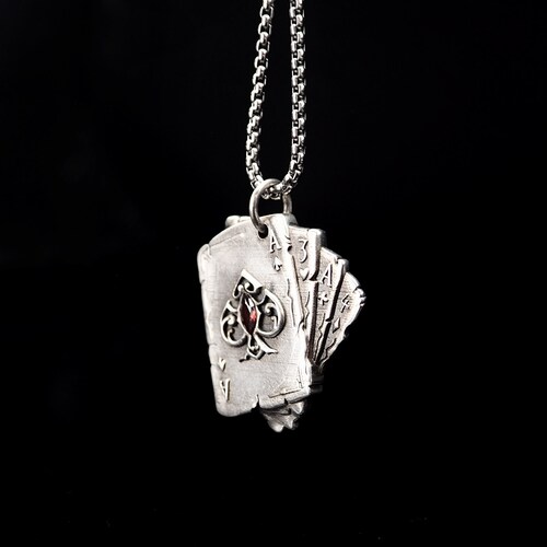 Poker cards shops Pendant silver pendant silver necklace gothic necklace poker card necklace gem necklace men's pendant women's pendant