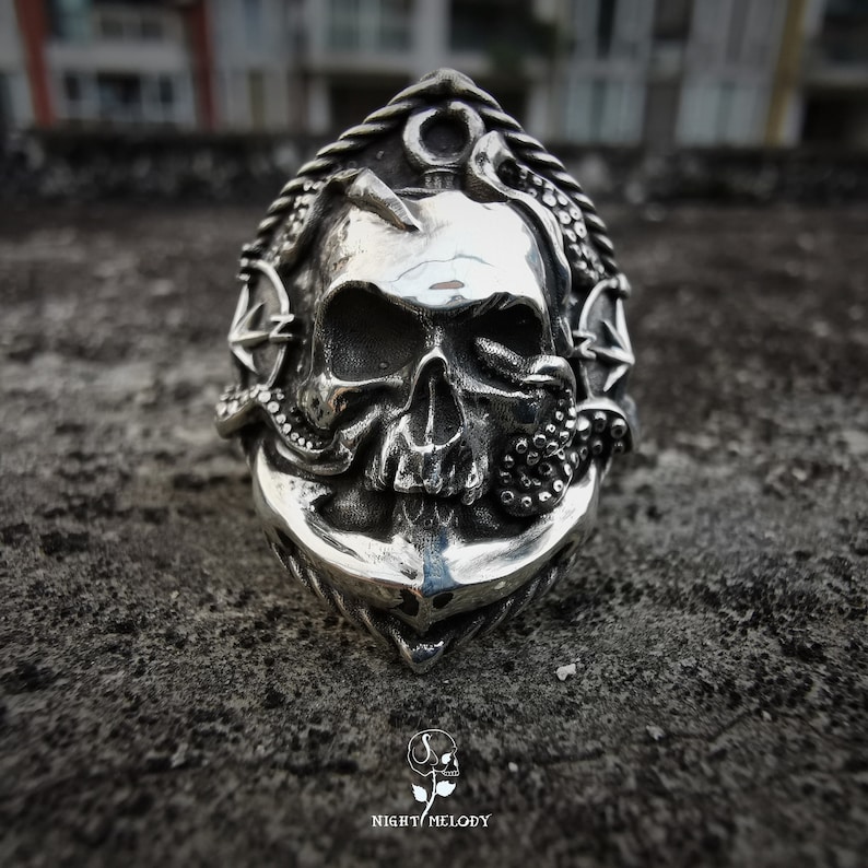 Skull pirates sterling silver ring silver jewelry men/'s ring gothic ring skull ring