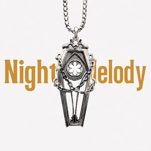 Oxidized Sterling Silver Coffin Pendant - Gothic Bat Necklace