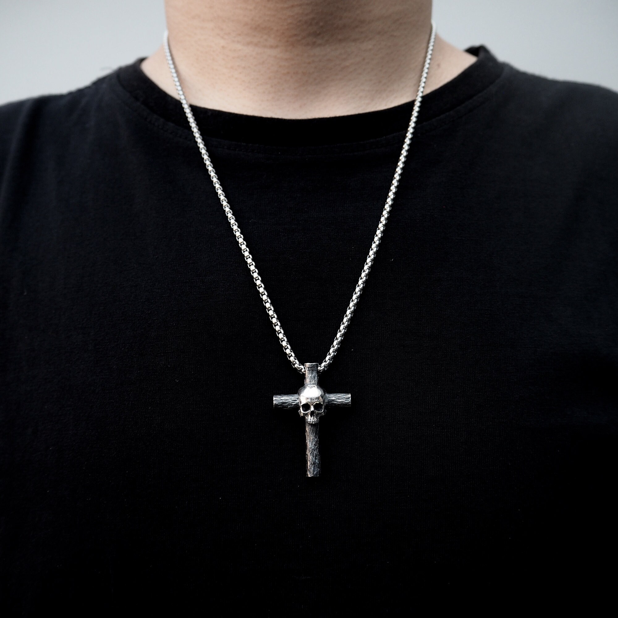 Skull Cross Pendant Silver Pendant Silver Necklace Mens - Etsy