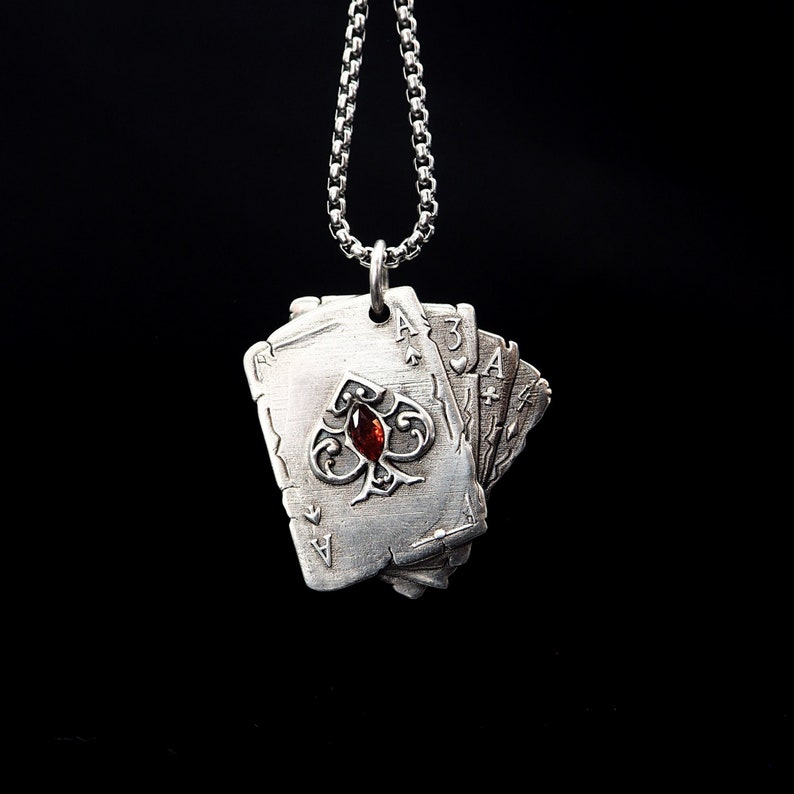 Poker cards shops Pendant silver pendant silver necklace gothic necklace poker card necklace gem necklace men's pendant women's pendant