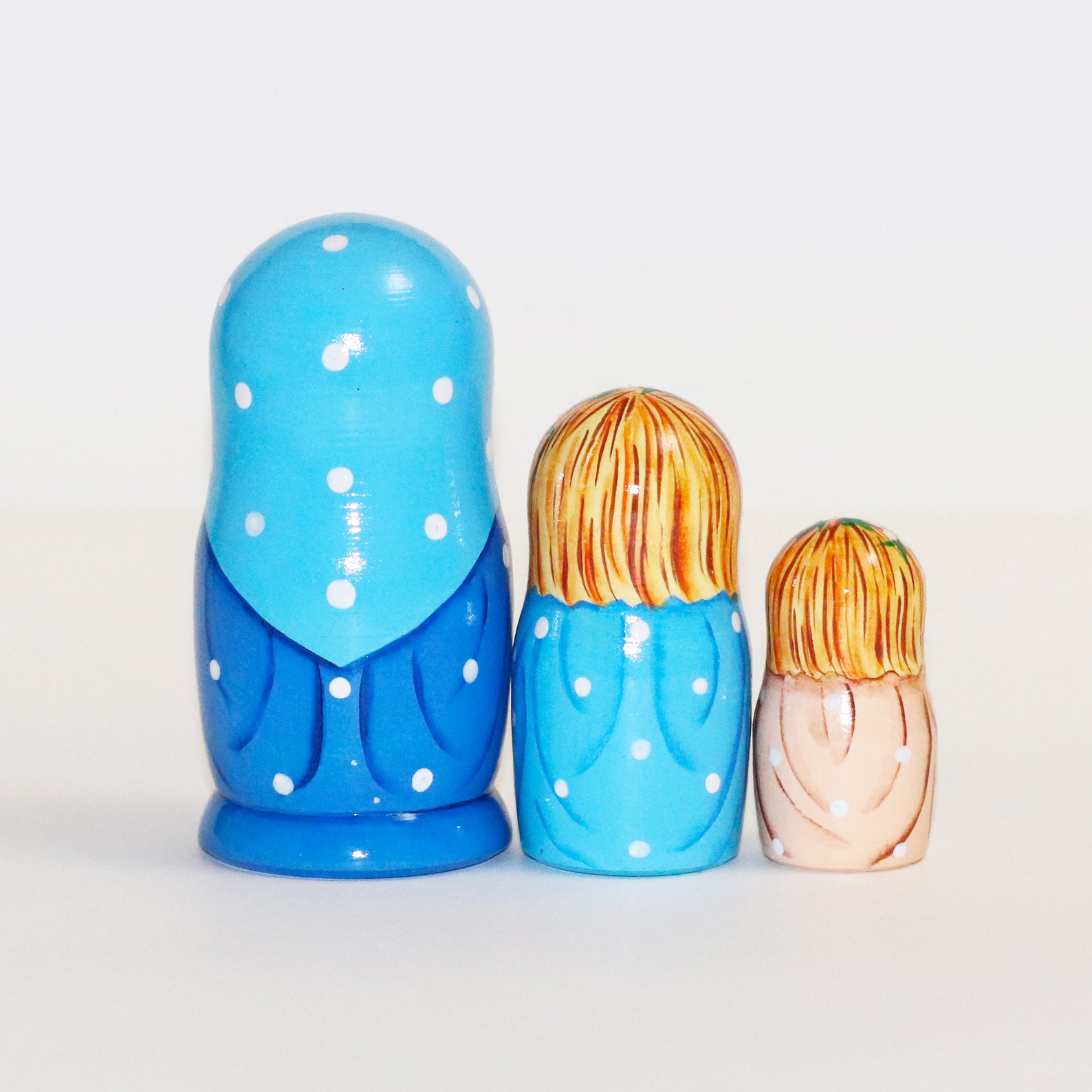 Nesting dolls Girl with Teddy Bear blue matryoshka nesting Etsy