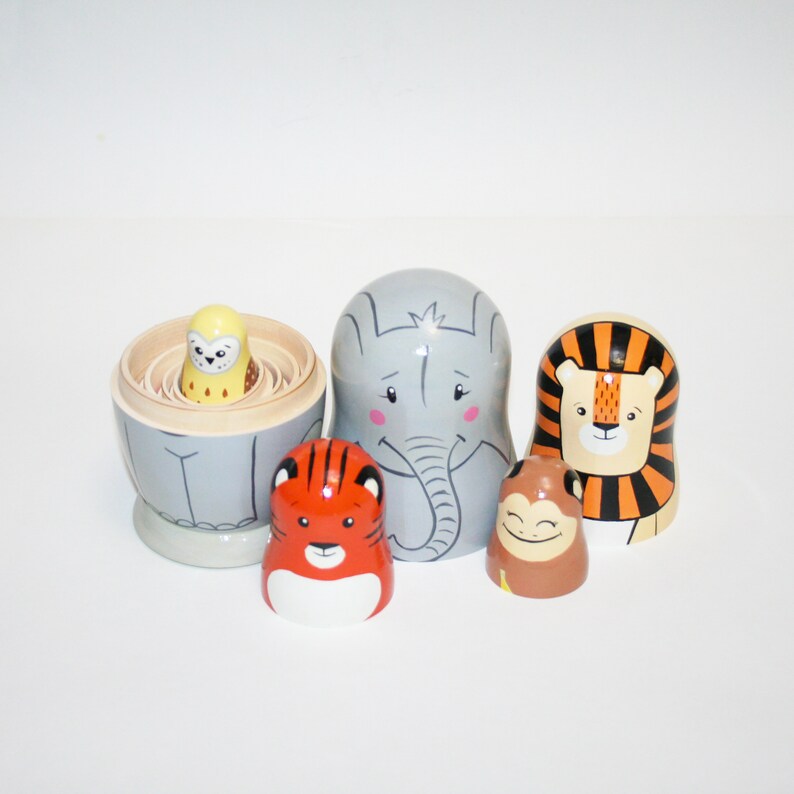 Nesting dolls for kids wild animals of Africa elephant lion Etsy