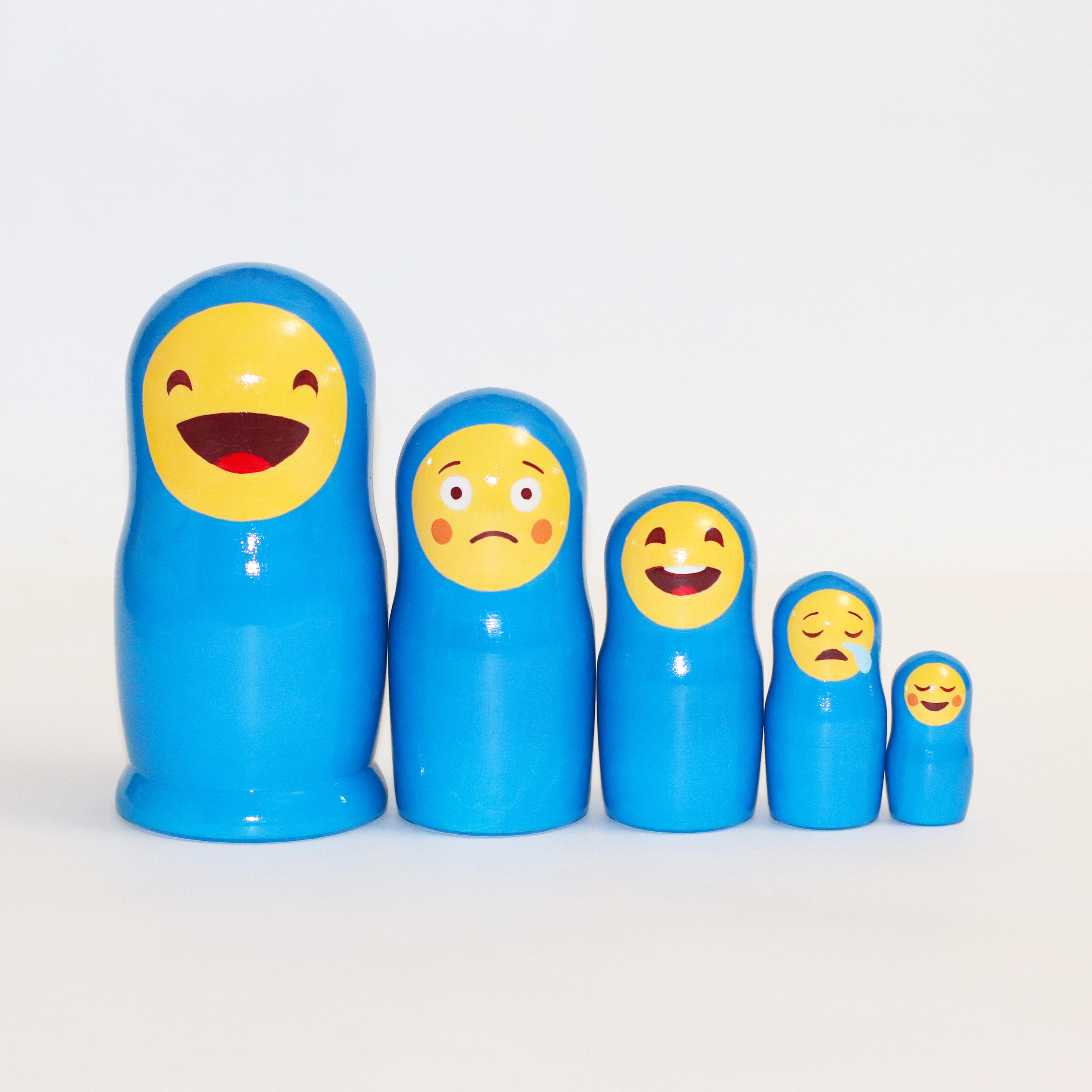 Nesting dolls Face Smiley Emoji Joy and sadness russian Etsy