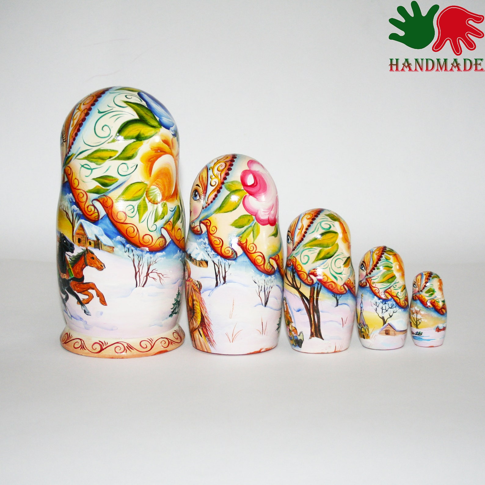 Nesting dolls Russian troika horses matryoshka nesting doll Etsy