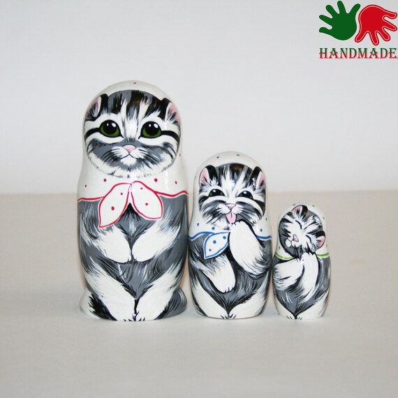 Nesting dolls Cats matryoshka nesting doll for kids wooden toy Etsy