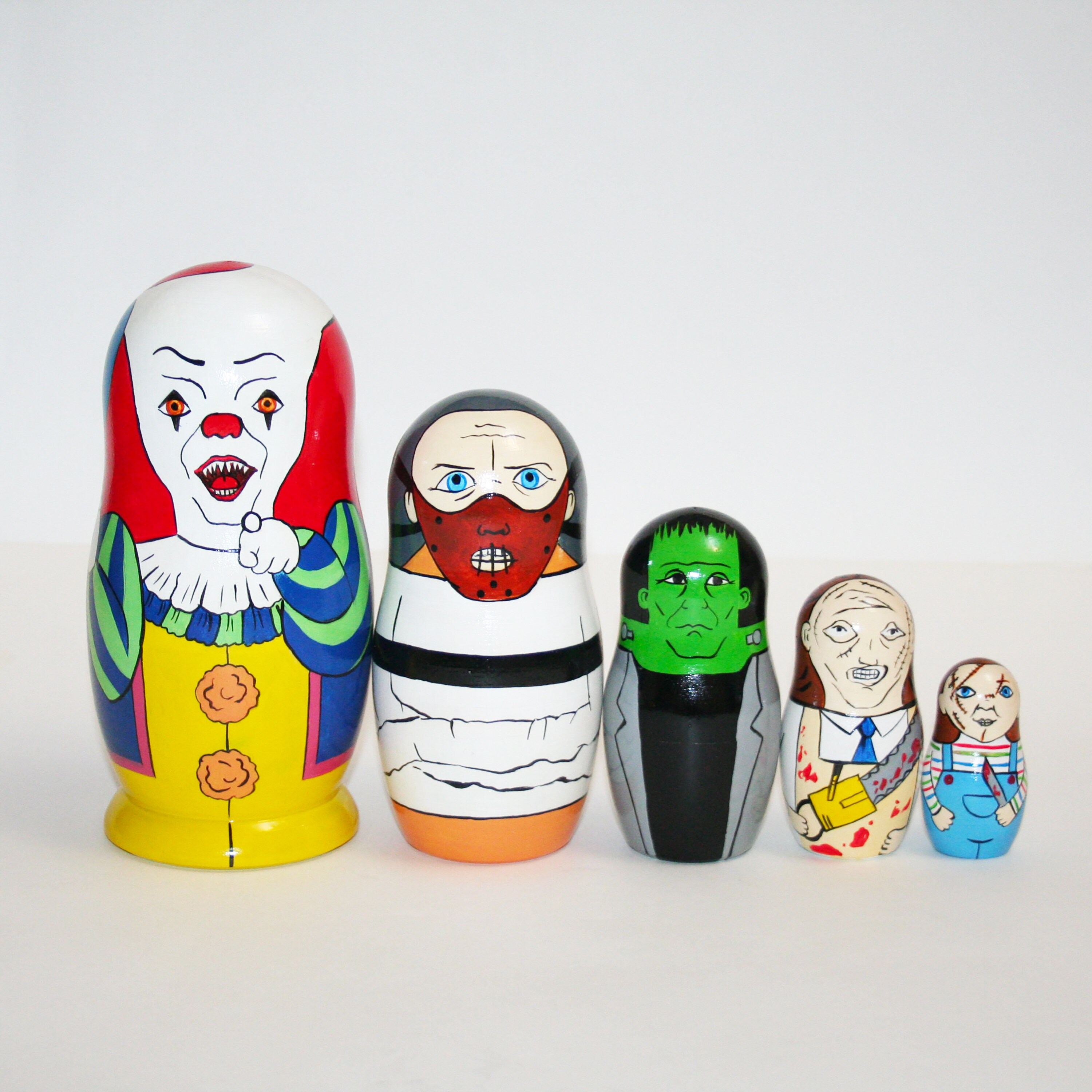 Nesting dolls Scary Horror clown movie characters wood toy Etsy