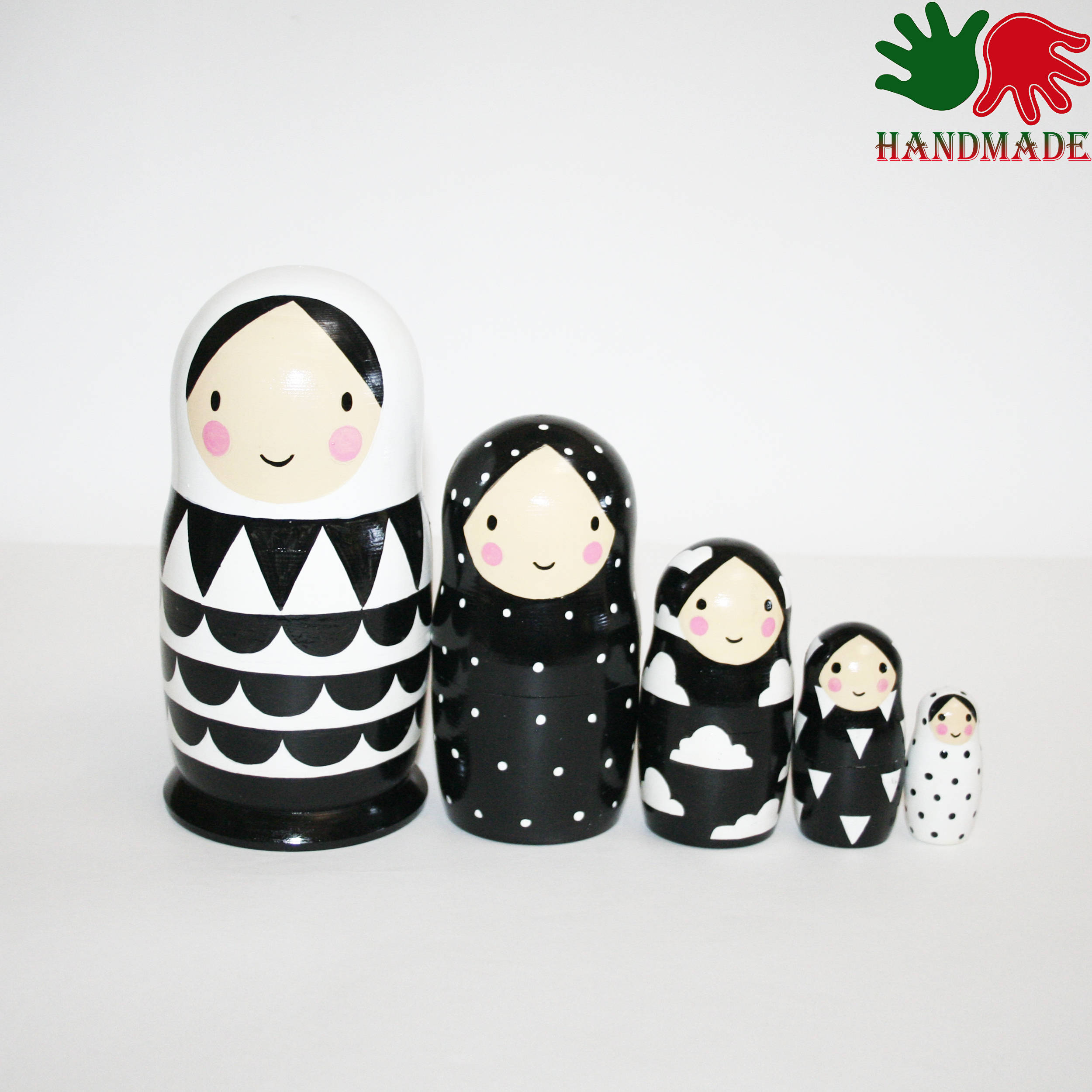 black and white nesting dolls