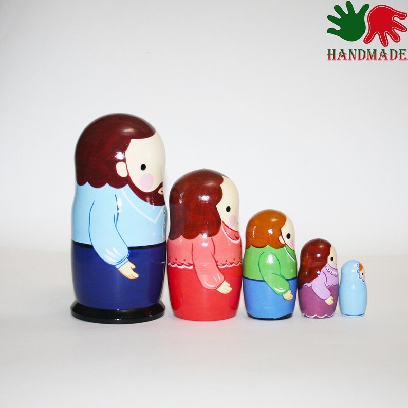 Nesting dolls Happy family matryoshka modern nesting doll for Etsy