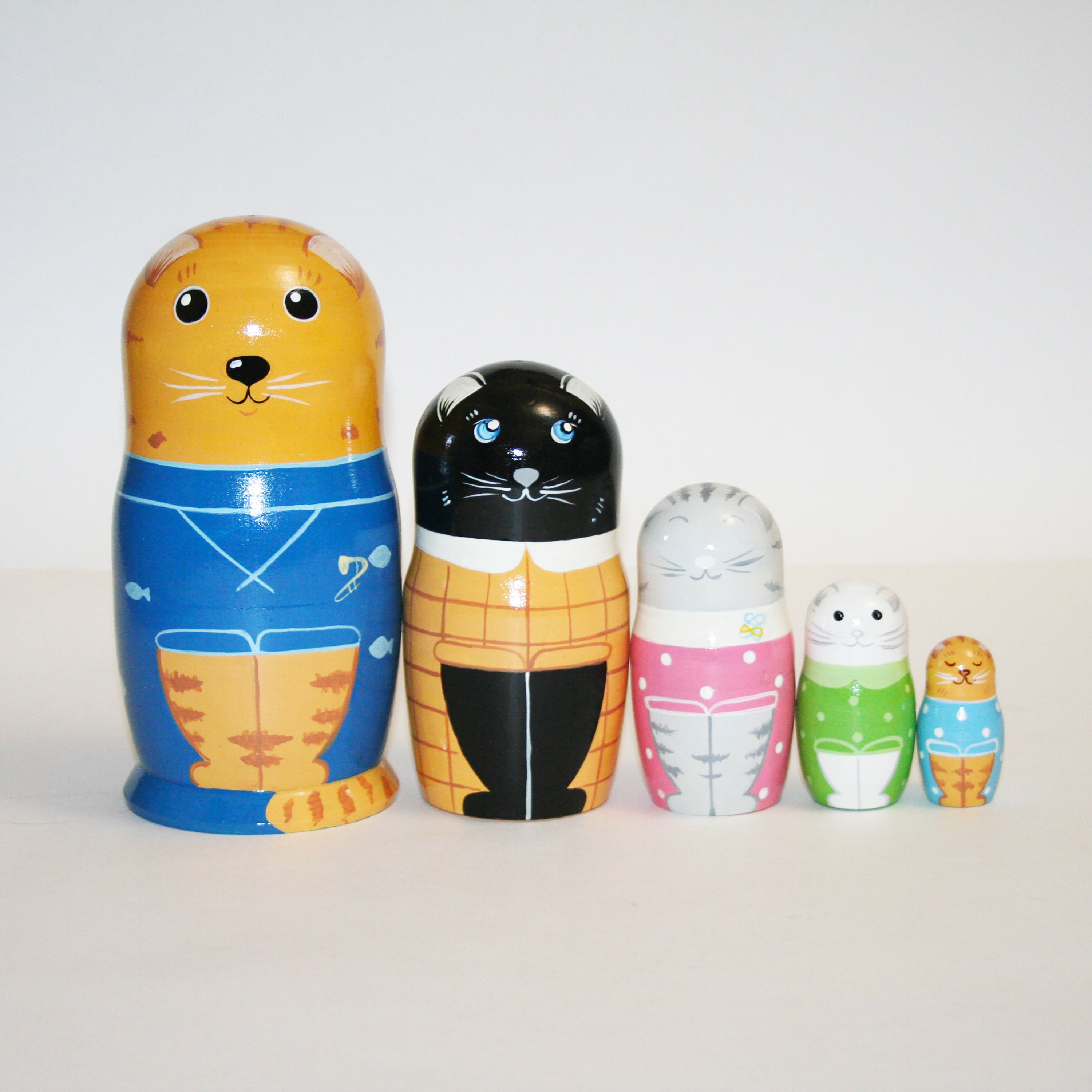 Nesting dolls Cats family animals matryoshka nesting doll for Etsy