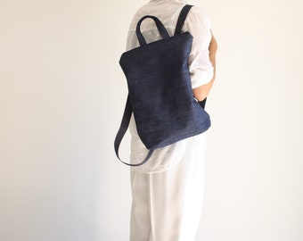 Women's jeans fabric backpack, women's bag, blue work backpack, sports denim day backpack, small vegan backpack, handmade in italy