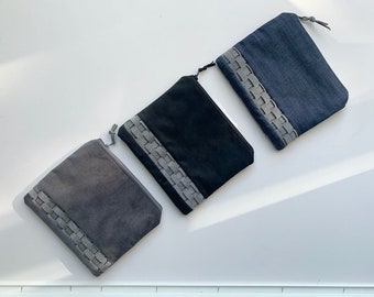 Fabric case with weave and zip, coin bag, small wallet, minimal vegan clutch, women's purse made in Italy