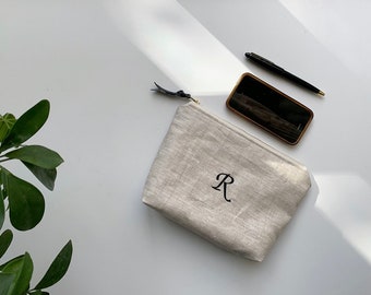 Housse beauté pour maquillage personnalisé avec monogramme brodé, étui cosmétique, étui en tissu imperméable pour tout, cadeau demoiselle d’honneur