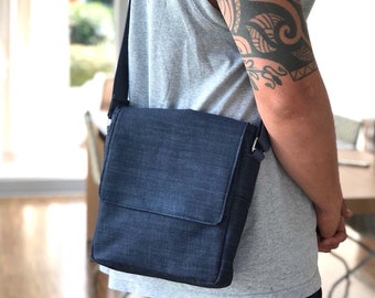 man bag, men's shoulder bag, gift for him, boyfriend gift, men's bag, mens jeans bag, denim men, shoulder bag, vegan, handmade, made in Italy