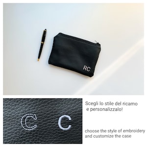 Astuccio pelle vegan, Portafoglio uomo donna  personalizzato, bustina personalizzata in pelle, astuccio nero personalizzabile, fatto a mano