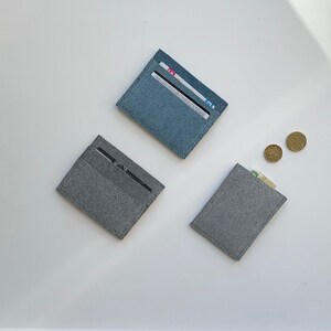 Porta carte di credito minimalista in tessuto simil feltro grigio o celeste,business card holder,porta biglietti da visita handmade in Italy