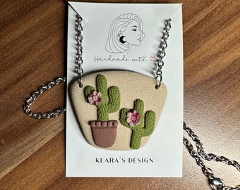 Cactus, Necklace, Handmade, Unique, Gift idea, For her, Limited edition, Special occasion, Autumn, Colours, Minimalism