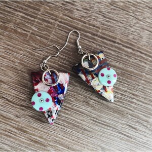 Colourful earrings, Beach earrings, Blue earrings, Polymer clay earrings, Epoxy reisn, Acrylic, Handmade, Gift for women, Gift idea, Jewerly image 3