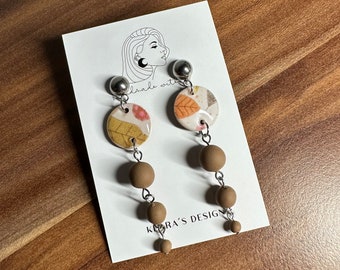Leaf autumn earrings, Dangle, Pearls, Handmade, Jewelry for women, Jewelry for her, Boho & Hippie style, Boho earrings, Gift idea, Unique