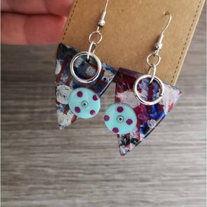 Colourful earrings, Beach earrings, Blue earrings, Polymer clay earrings, Epoxy reisn, Acrylic, Handmade, Gift for women, Gift idea, Jewerly image 4