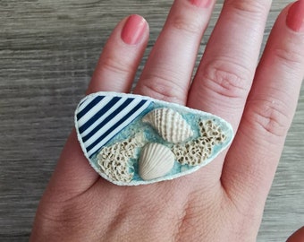 Seashell ring, Sea ring, Summer jewelry, Sea jewelry, Beach jewelry, Handmade jewelry, Unique jewelry, Gift idea, Jewelry for her