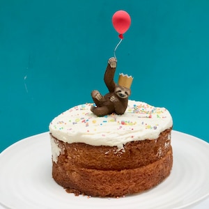 Sloth Cake Topper, Sloth Party Cake Topper, Jungle Animal Cake, Party Animals, Sloth Decoration, Cake Decoration, Keepsake image 2