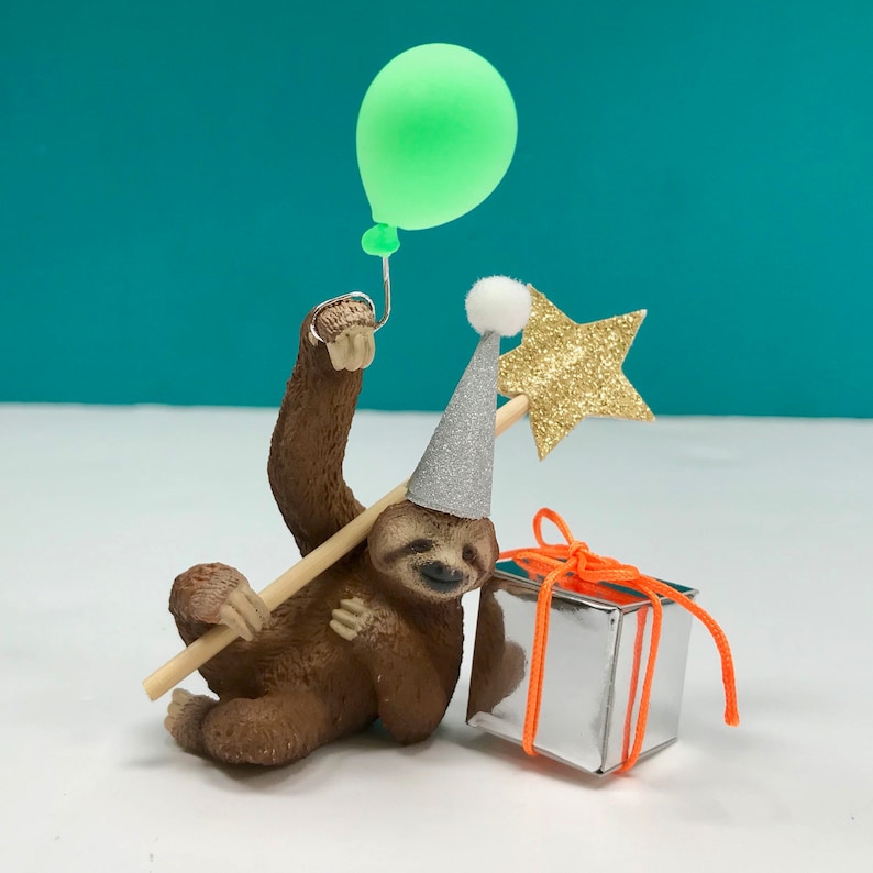 Sloth Cake Topper, Sloth Party Cake Topper, Jungle Animal Cake, Party Animals, Sloth Decoration, Cake Decoration, Keepsake image 5