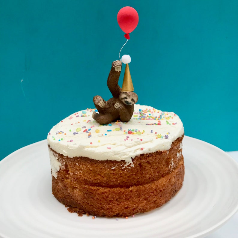 Sloth Cake Topper, Sloth Party Cake Topper, Jungle Animal Cake, Party Animals, Sloth Decoration, Cake Decoration, Keepsake image 3