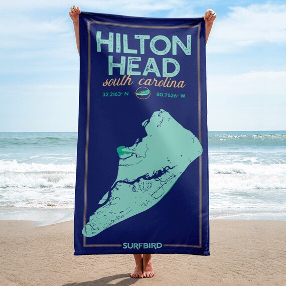 Hilton Head Island SC beach towel by Surfbird Coastal Wear