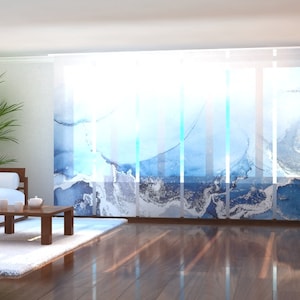 6 Wardrobe curtains Vertical Blinds for Sliding Glass Door Doorway custom curtain for Patio door coverings - Amazing Blue Marble with Silver