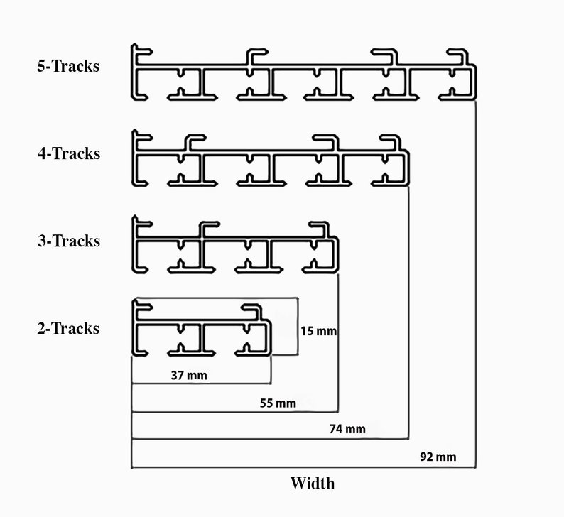 4-voies Rideaux Rail pour Panneau Japonais, rail de plafond, monté au plafond ou au mur, toute taille personnalisée image 2